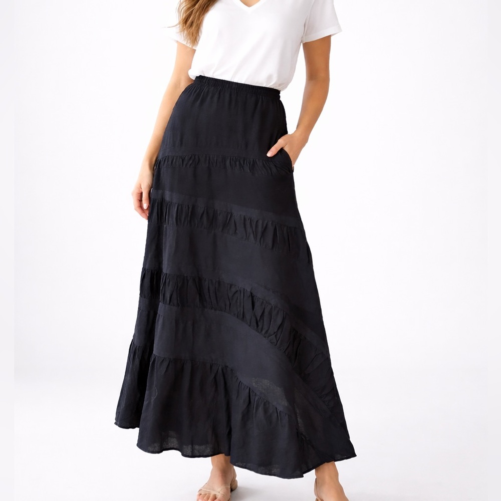 Bleu Bayou Black Boho Maxi Skirt Size Small - Picture 1 of 10